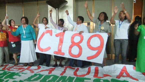 Domestic workers demonstrate at the ILC