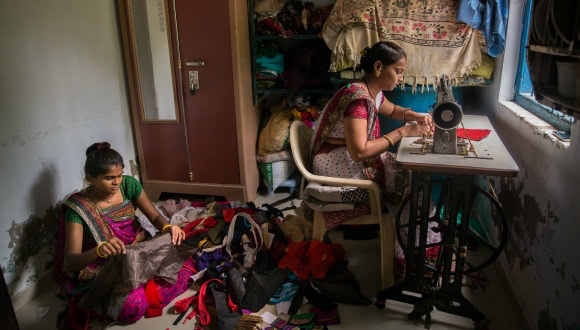 Home-based garment workers in Ahmedabad, India