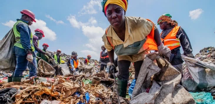 Workers at Kpone landfill in Accra 2019