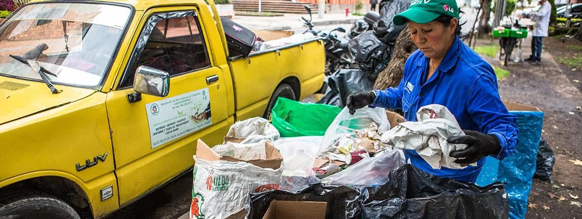 Waste picker at work in Bogota. Photo: Juan Arredondo/Getty Images Reportage