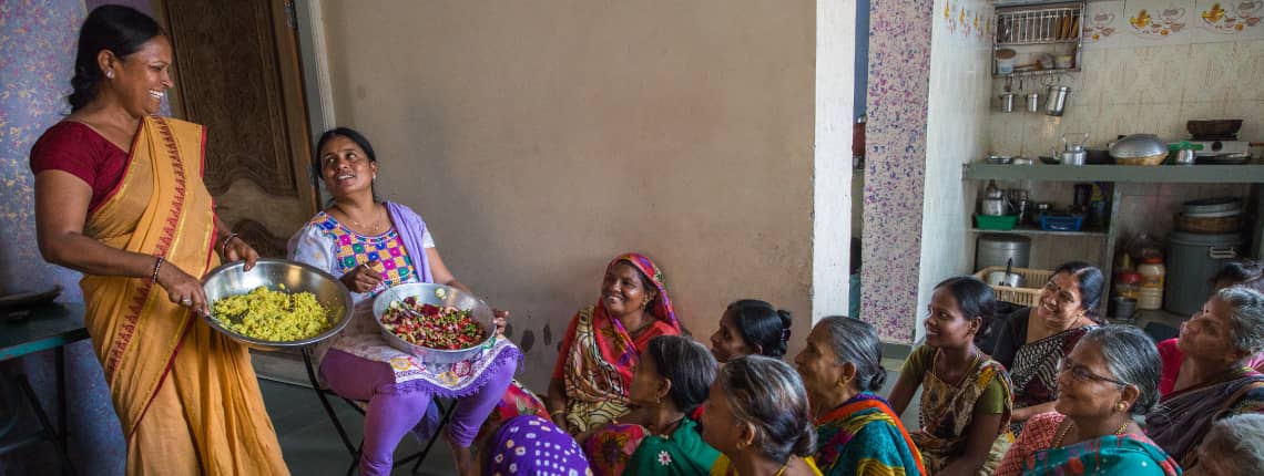 Informal women workers in India gather for training. Credit: Paula Bronstein/Getty Images Reportage