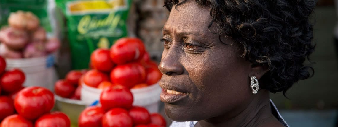 Street vendor Faustina Kai Torgbe sells vegetables and other food in Accra, Ghana. Credit: Jonathan Torgovnik/Getty Images Reportage