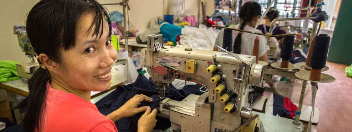 Woman garment worker on the outskirts of Bangkok