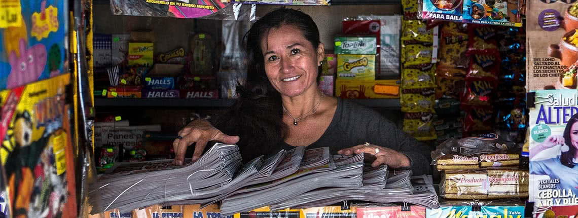 Luz Elena Ramos Terrones is a newspaper vender or ‘Canillita’ in Lima, Peru