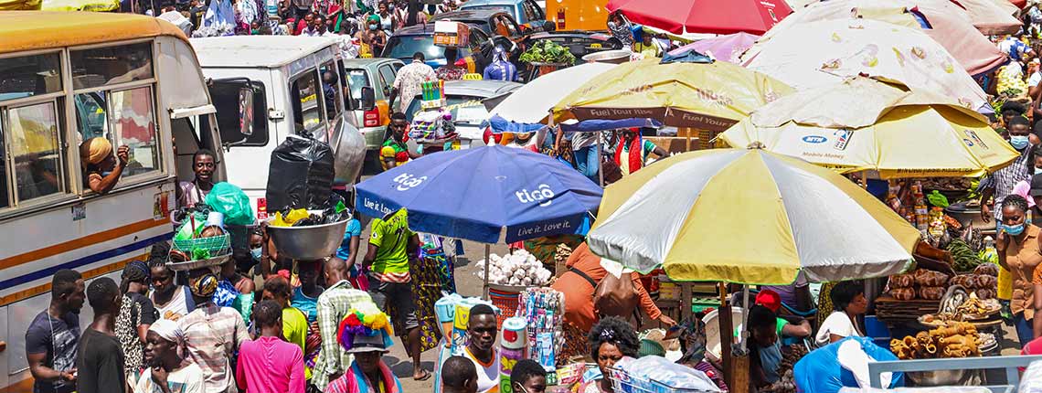 Street vendors in Accra, Ghana.