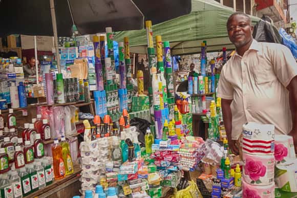 A street vendor in Monrovia, Liberia