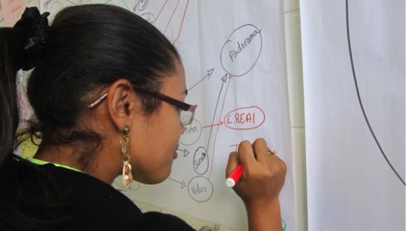 Aline, a waste picker, participating in the study