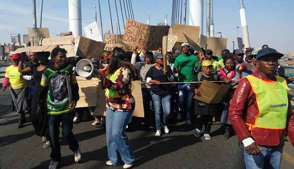 Protesters marching