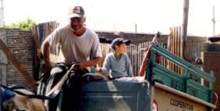 Argentinian waste picker in a sulky