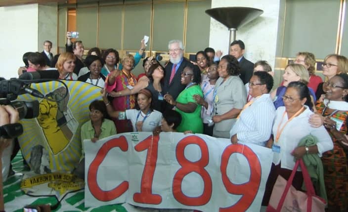 Domestic workers celebrate adoption of C189 at ILC 2011