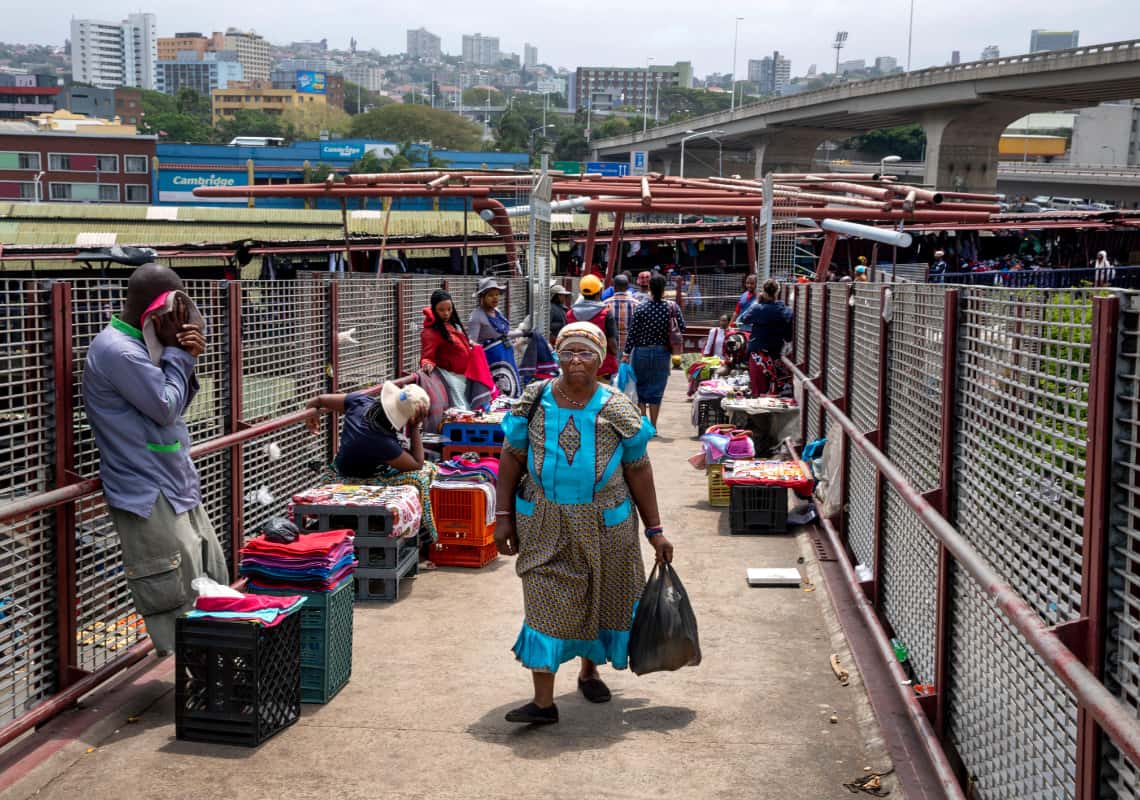 Street vendors in Durban, South Africa, set up shop near transport hubs to attract passing trade. Credit: Jonathan Torgovnik/Getty Images Reportage