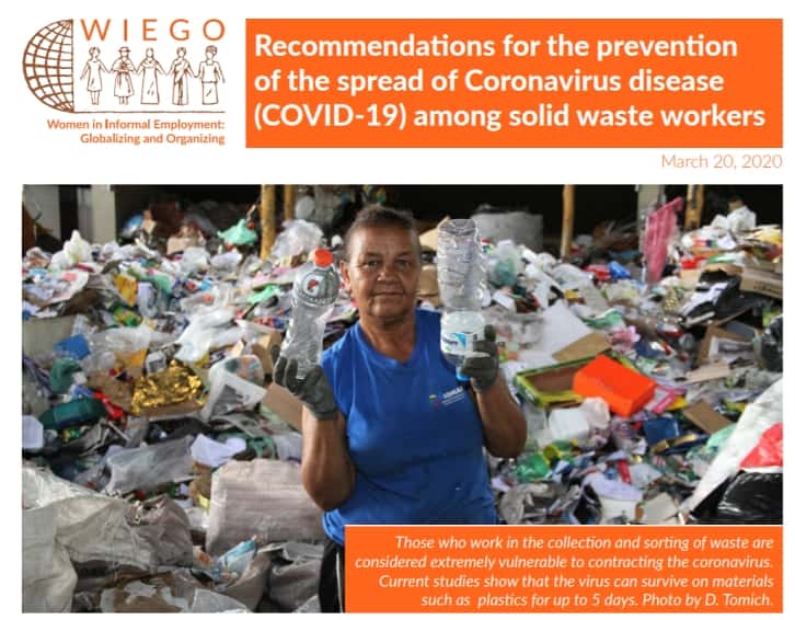 cover recommendations for COVID-19 prevention for waste pickers