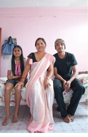 Sarita Adhikary with her children