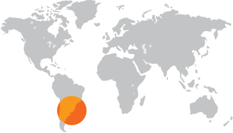Mapa del mundo destacando Uruguay
