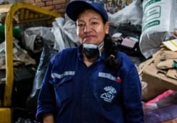 waste picker at cooperative in Brazil