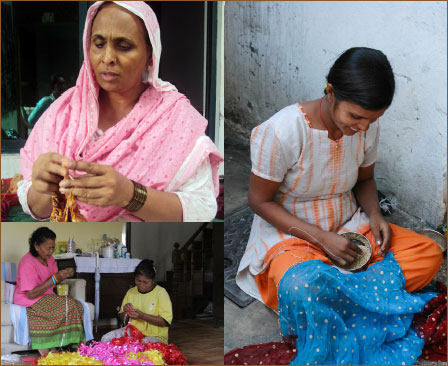 collage of sewing workers