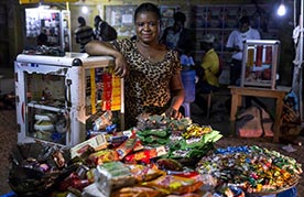 Iris Lamiorkor at the snack stand she ran at Kwame Nkrumah Circle Market in Accra in 2015
