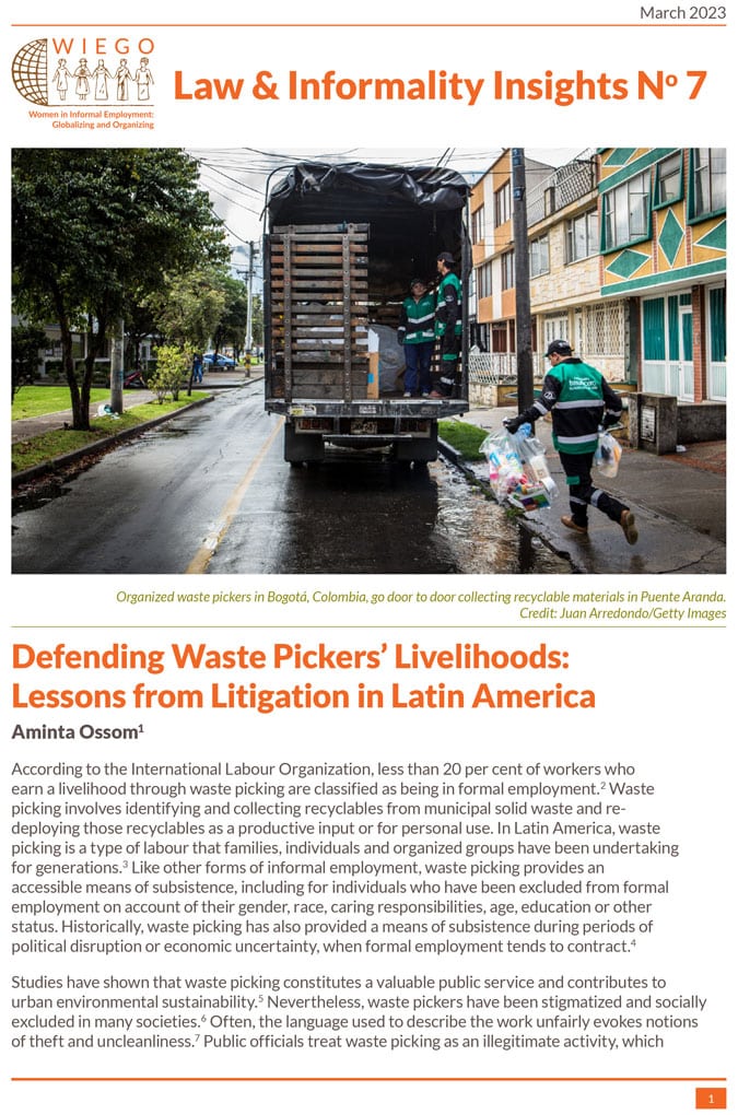 Defending Waste Pickers’ Livelihoods: Lessons from Litigation in Latin America thumbnail