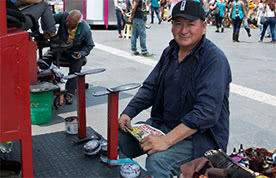 Shoe shiner in Mexico City in 2019