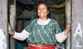A home-based weaver in Nepal