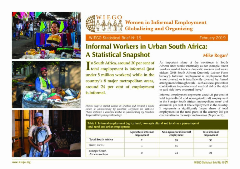 Informal Workers in Urban South Africa: A Statistical Snapshot - WIEGO