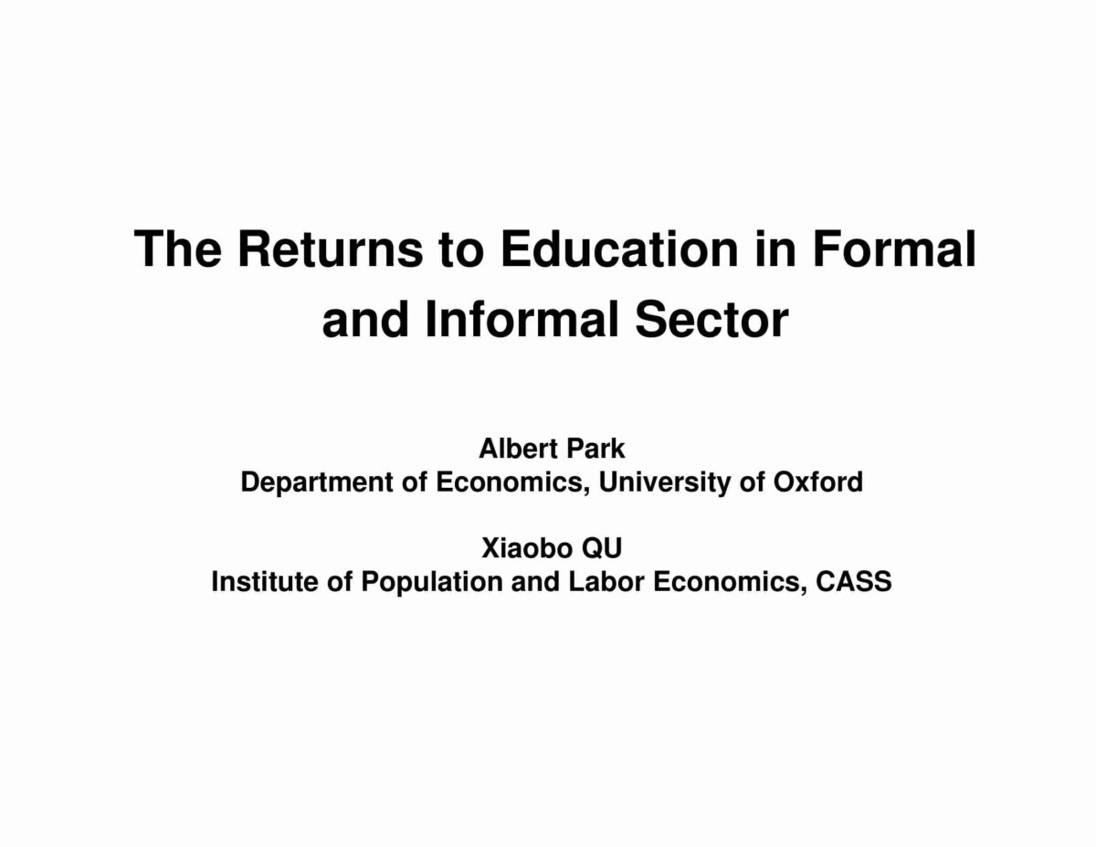 The Returns to Education in Formal and Informal Sector - WIEGO