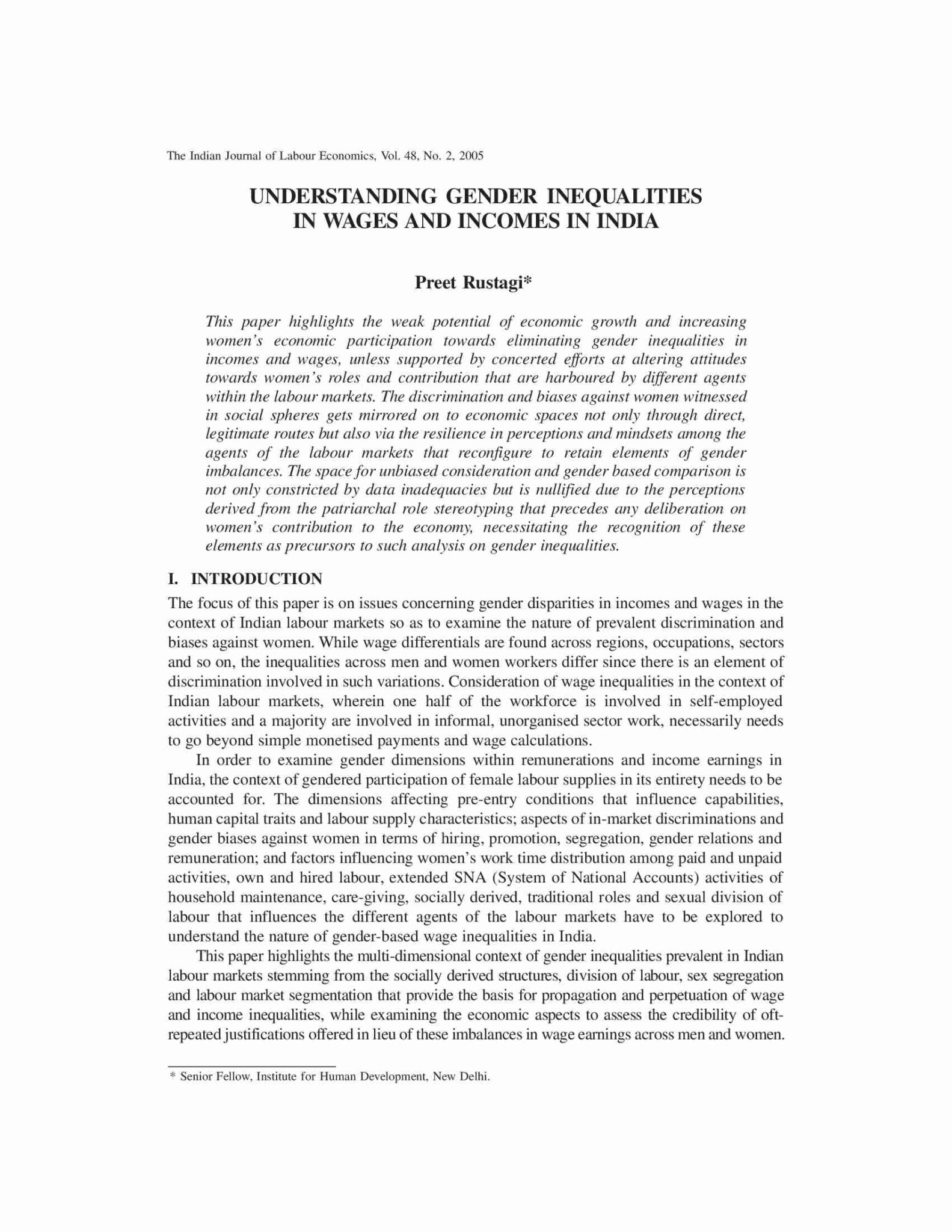 Understanding Gender Inequalities in Wages and Incomes in India - WIEGO
