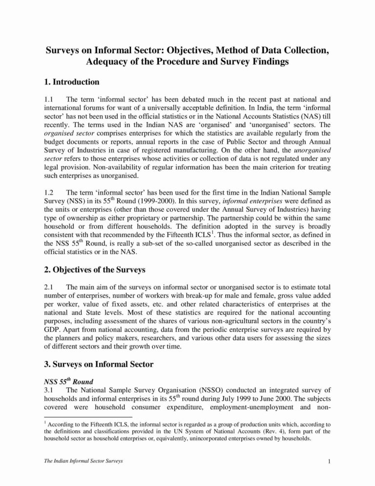 Surveys on Informal Sector: Objectives, Method of Data Collection ...