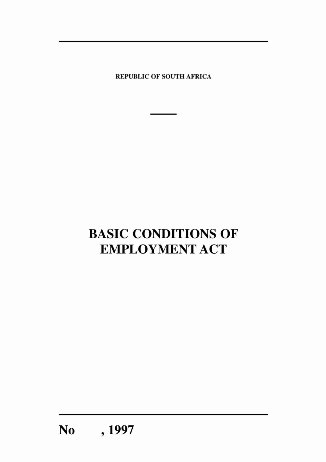 Basic Conditions of Employment Act, 1997 - WIEGO