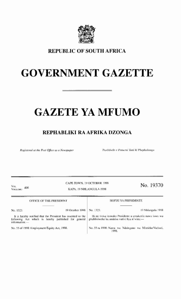 Employment Equity Act, 1998 - WIEGO