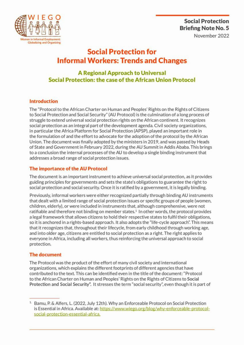 A regional approach to Universal Social Protection: The case of the ...