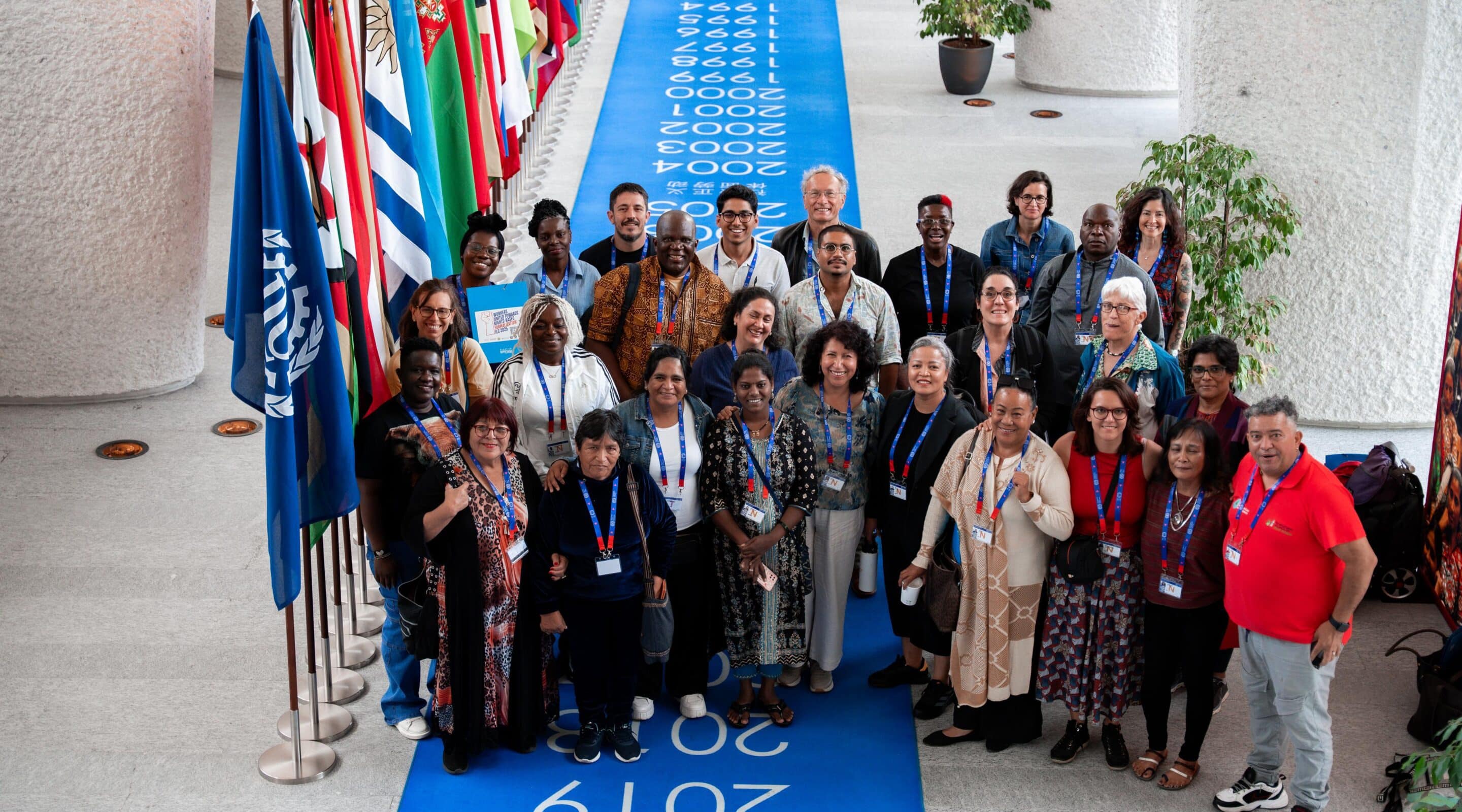 A global delegation of technical experts and worker representatives from WIEGO and global networks of workers in informal employment attend the 2025 International Labour Conference